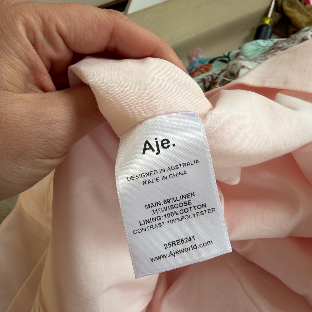 Aje Etta Pink Linen Midi Dress‎ size 2 - Picture 8 of 8